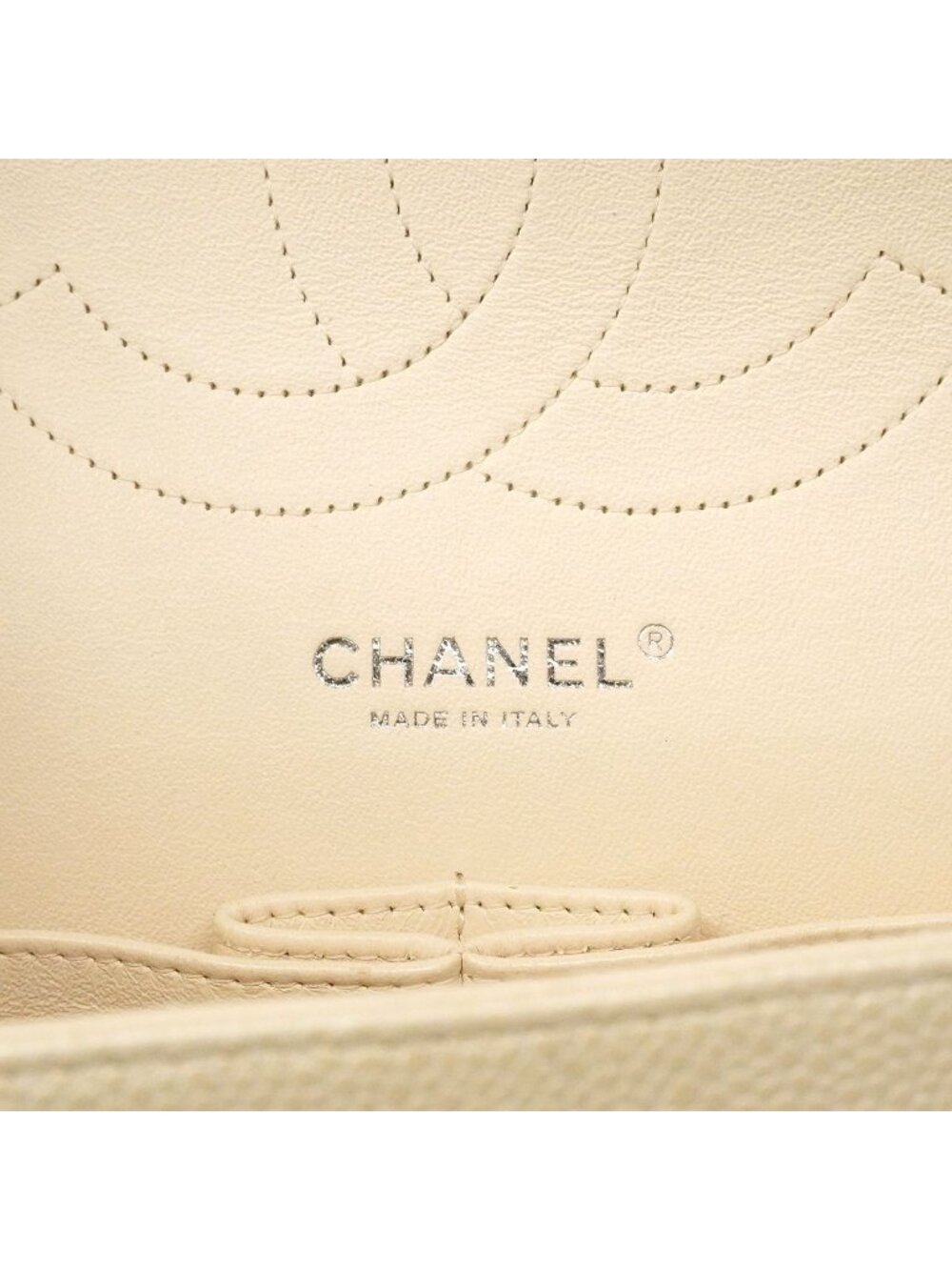 Chanel Shoulder Bag Maxi Quilted Caviar Leather Ivory Silver - Picture 5 of 10